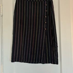Marine Layer Black Skirt with Multicolor Stripes